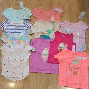 Girls' Assorted Graphic Tee Bundle - Pastel & Pink Prints